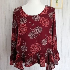 Blouse a .n. a New approach  Tiered Ruffles HemColor Berry PL Fresh burgundy New